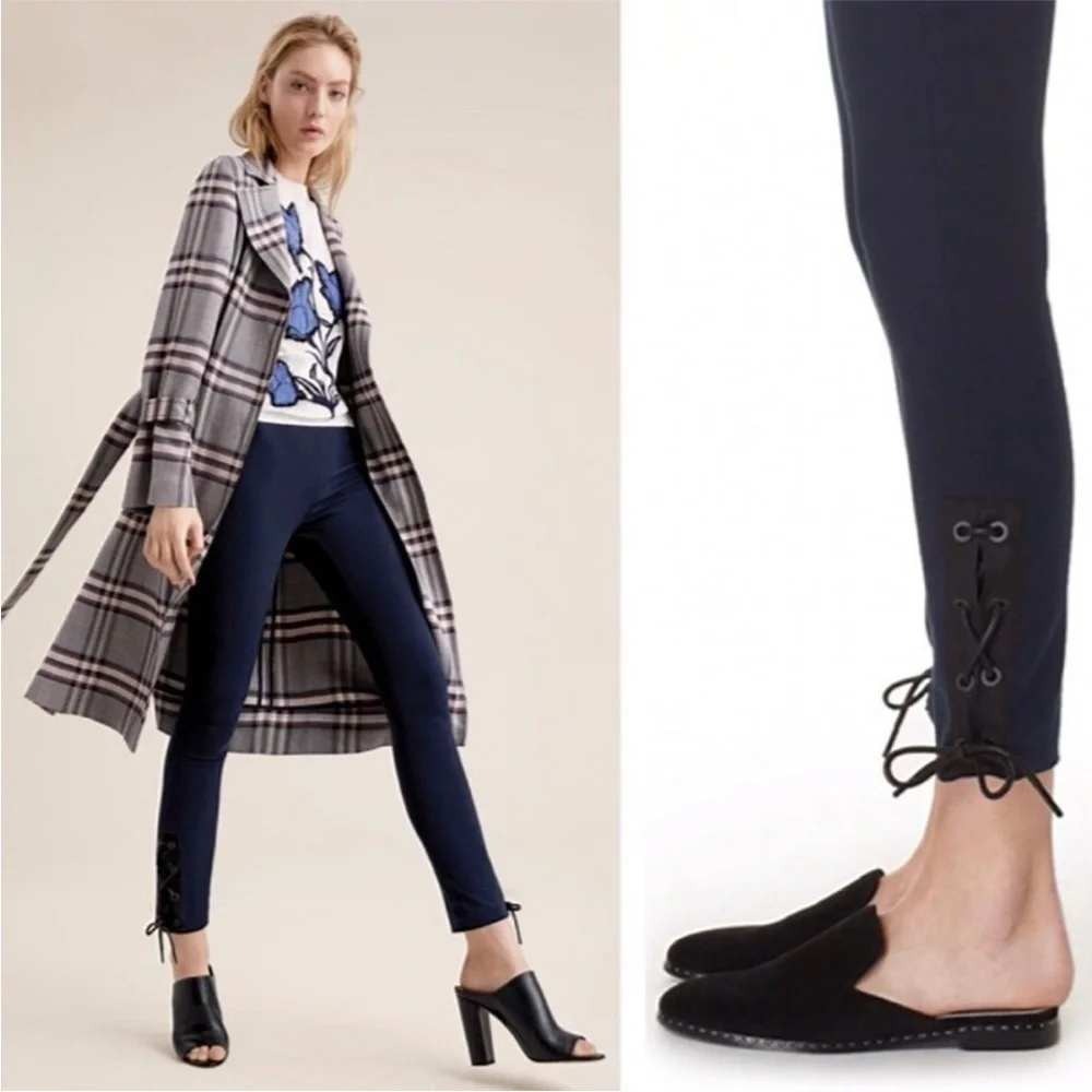 Rag & Bone Women's Simone Lace Up Ankle Pants Navy 00 Cropped Quiet Luxury‎